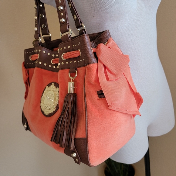 Y2K Juicy Couture Velour Daydreamer Malibu Palm Tree Bag in Orange/Brown RARE - Picture 5 of 9